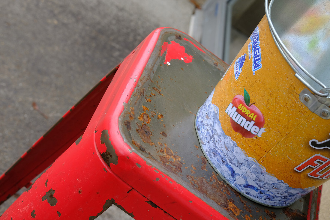 Bucket on Stool