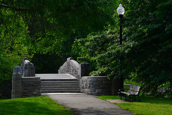 Bridge, Bench and Light