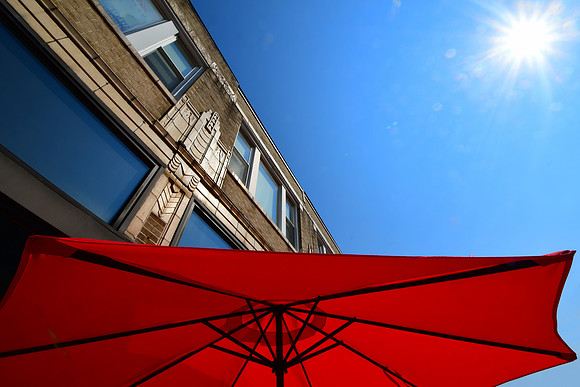 Umbrella, Building, Sun